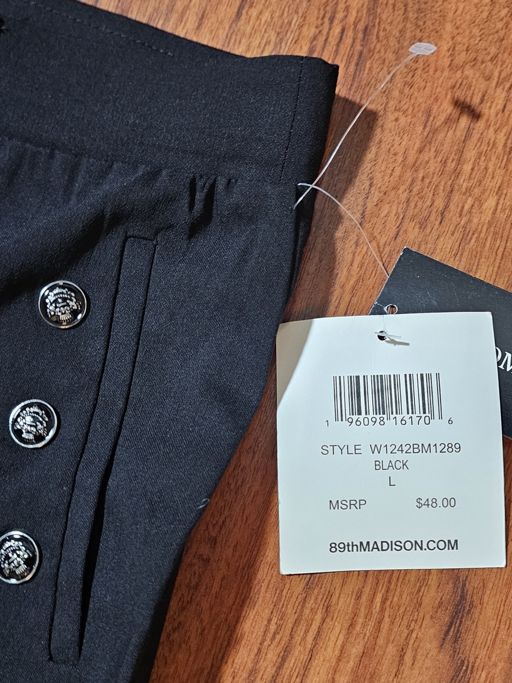 89th & Madison Black Women's Dress Pants with Silver-Tone Buttons - Picture 4 of 8